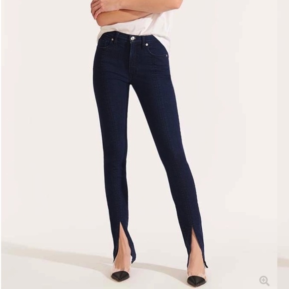 Veronica Beard Denim - Veronica Beard Kate Skinny High Rise Jeans With Front Slit Oxford Blue Size 24